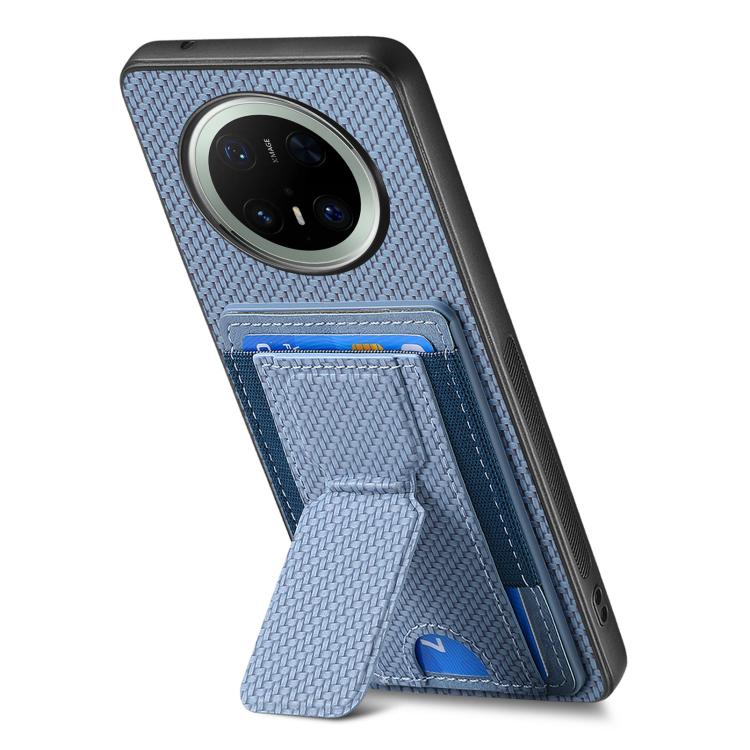 For Huawei Mate 70 Carbon Fiber Fold Stand Elastic Card Bag Phone Case