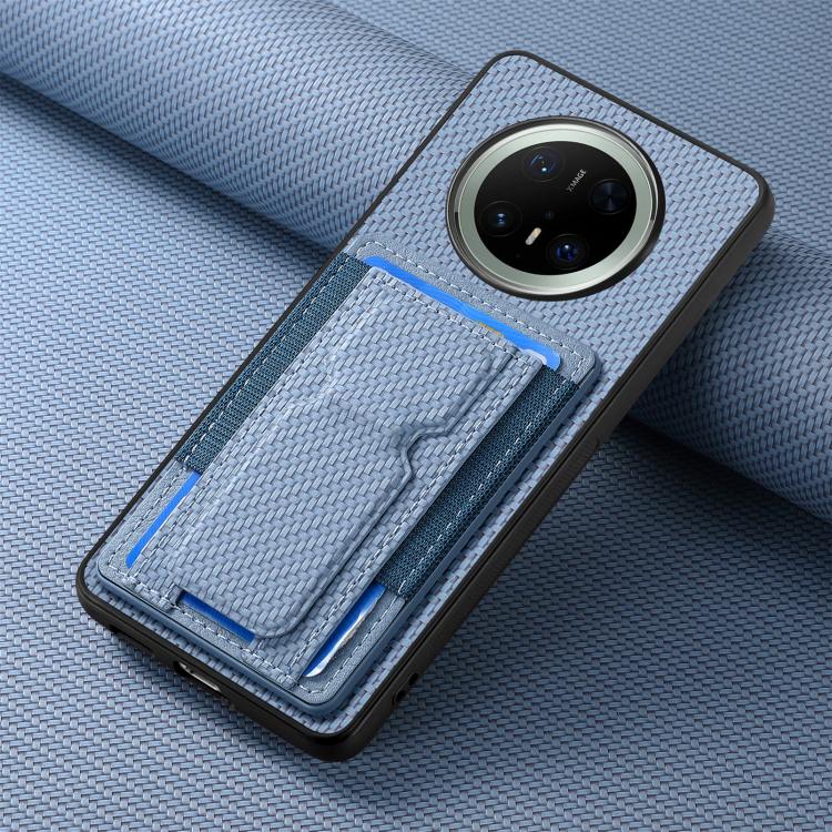 For Huawei Mate 70 Carbon Fiber Fold Stand Elastic Card Bag Phone Case