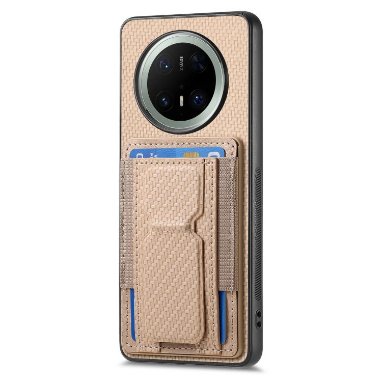For Huawei Mate 70 Carbon Fiber Fold Stand Elastic Card Bag Phone Case