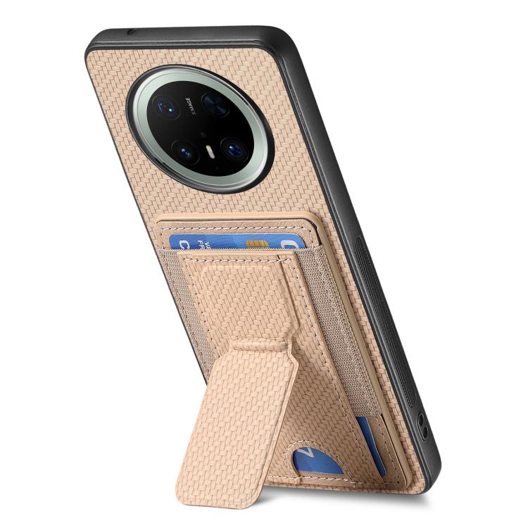 For Huawei Mate 70 Carbon Fiber Fold Stand Elastic Card Bag Phone Case