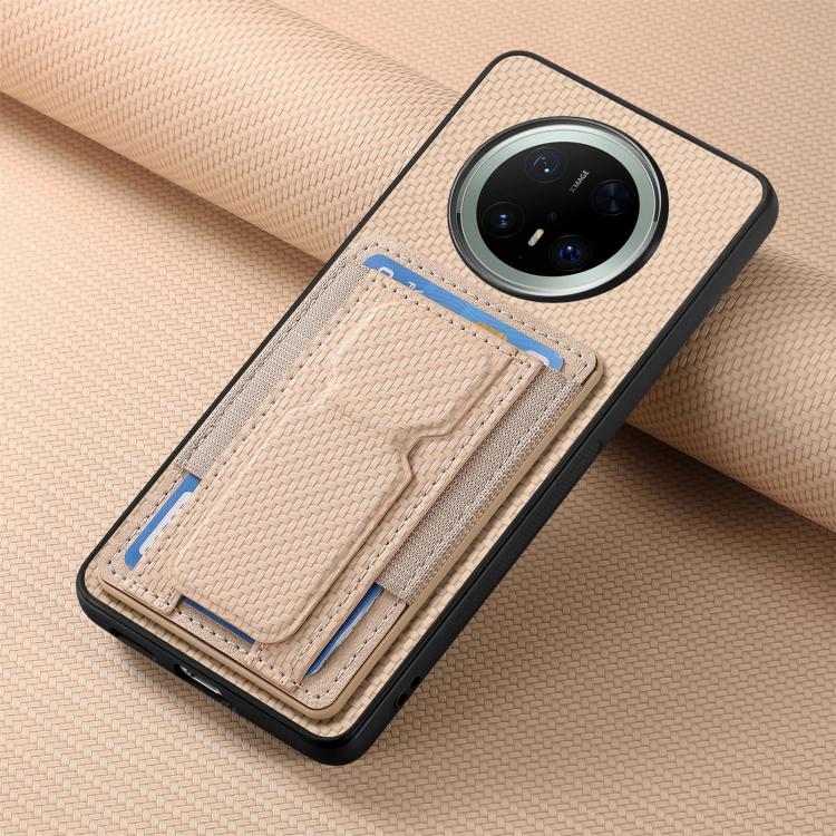 For Huawei Mate 70 Carbon Fiber Fold Stand Elastic Card Bag Phone Case