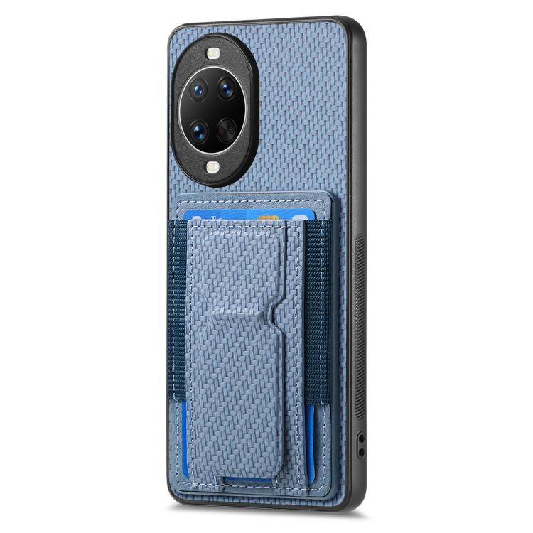 For Huawei nova 14 Carbon Fiber Fold Stand Elastic Card Bag Phone Case