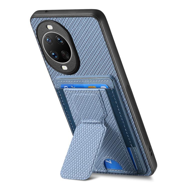 For Huawei nova 14 Carbon Fiber Fold Stand Elastic Card Bag Phone Case