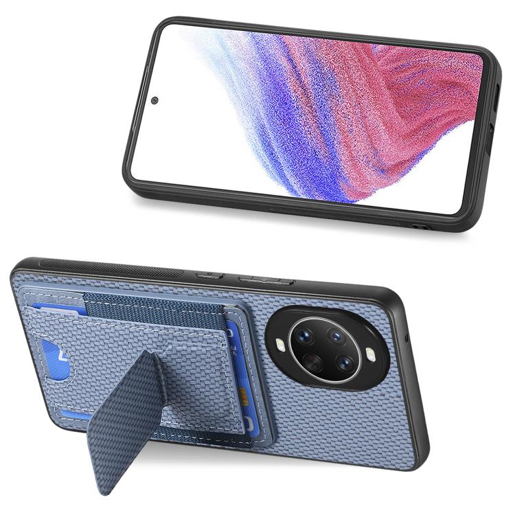 For Huawei nova 14 Carbon Fiber Fold Stand Elastic Card Bag Phone Case