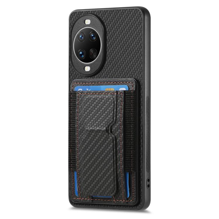 For Huawei nova 14 Carbon Fiber Fold Stand Elastic Card Bag Phone Case