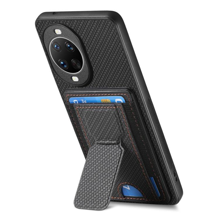 For Huawei nova 14 Carbon Fiber Fold Stand Elastic Card Bag Phone Case