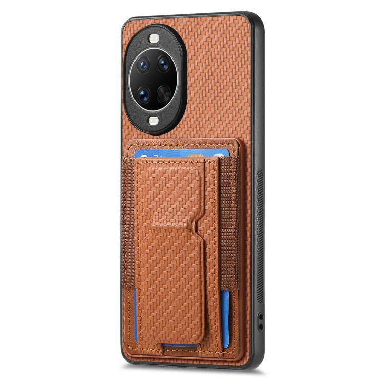 For Huawei nova 14 Carbon Fiber Fold Stand Elastic Card Bag Phone Case