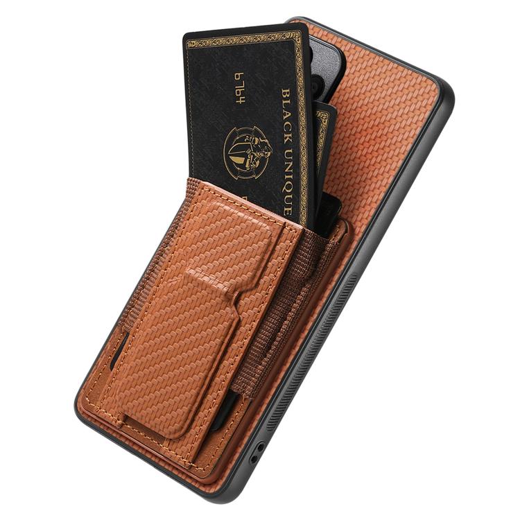 For Huawei nova 14 Carbon Fiber Fold Stand Elastic Card Bag Phone Case