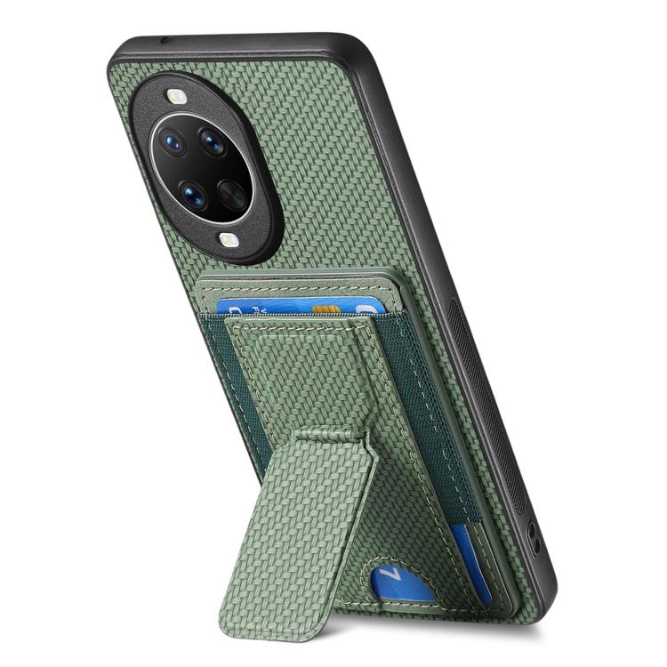 For Huawei nova 14 Carbon Fiber Fold Stand Elastic Card Bag Phone Case