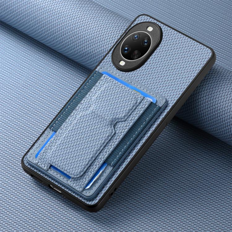 For Huawei nova 14 Pro Carbon Fiber Fold Stand Elastic Card Bag Phone Case