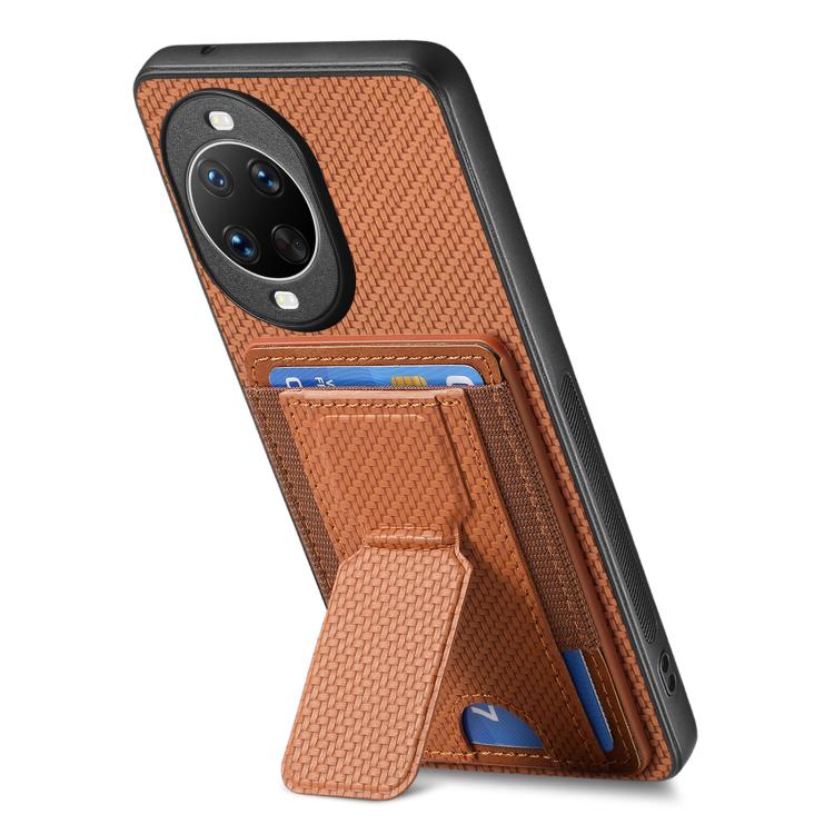 For Huawei nova 14 Pro Carbon Fiber Fold Stand Elastic Card Bag Phone Case