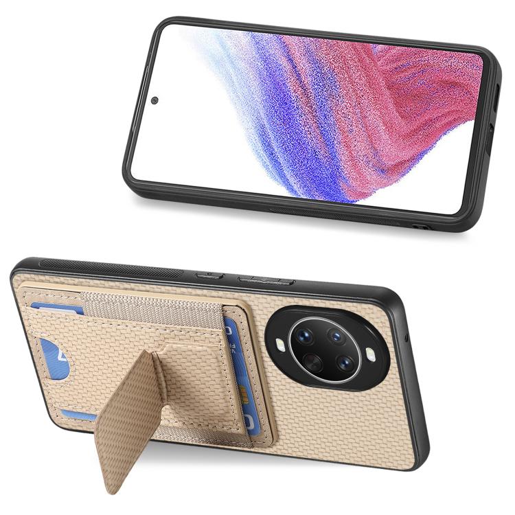 For Huawei nova 14 Pro Carbon Fiber Fold Stand Elastic Card Bag Phone Case