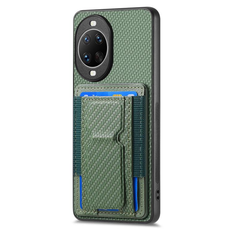 For Huawei nova 14 Pro Carbon Fiber Fold Stand Elastic Card Bag Phone Case