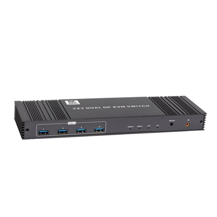 K10-2 For 2 Computers/Monitors USB 3.0 Dual DP Output 8K 60Hz 2x2 Version 2.1 KVM Switcher, Plug:EU Plug