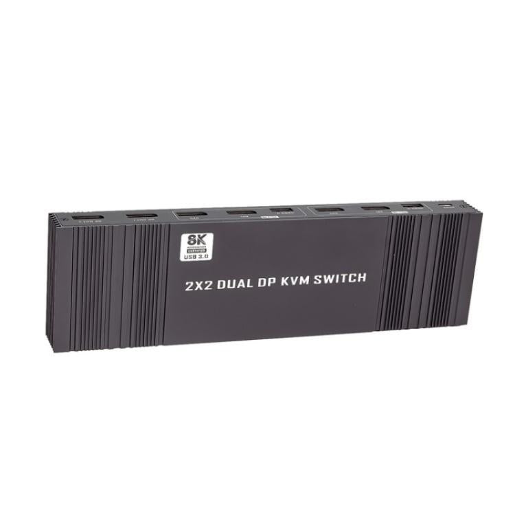 K10-2 For 2 Computers/Monitors USB 3.0 Dual DP Output 8K 60Hz 2x2 Version 2.1 KVM Switcher, Plug:US Plug