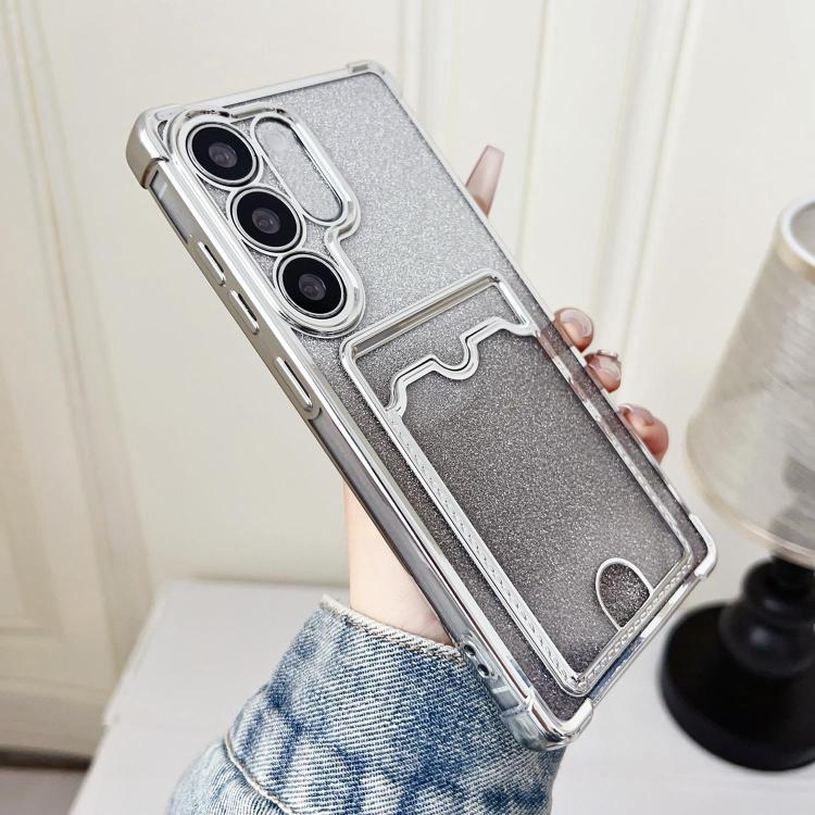 For Samsung Galaxy S23 5G Gradient Glitter Plating TPU Phone Case with Card Slot
