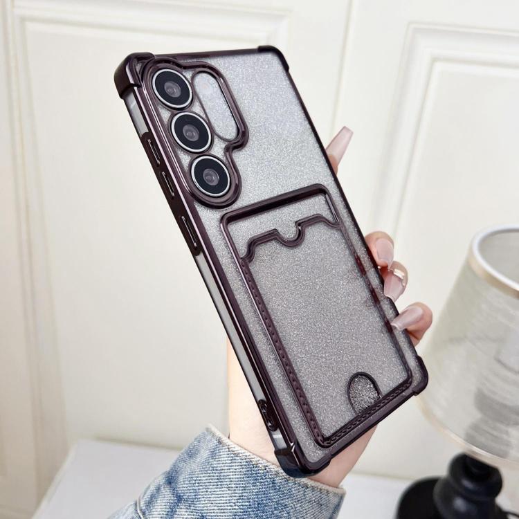 For Samsung Galaxy S23 5G Gradient Glitter Plating TPU Phone Case with Card Slot