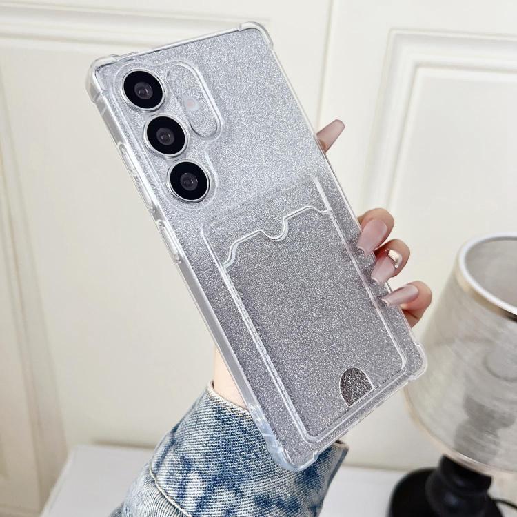For Samsung Galaxy S24 5G Gradient Glitter Plating TPU Phone Case with Card Slot