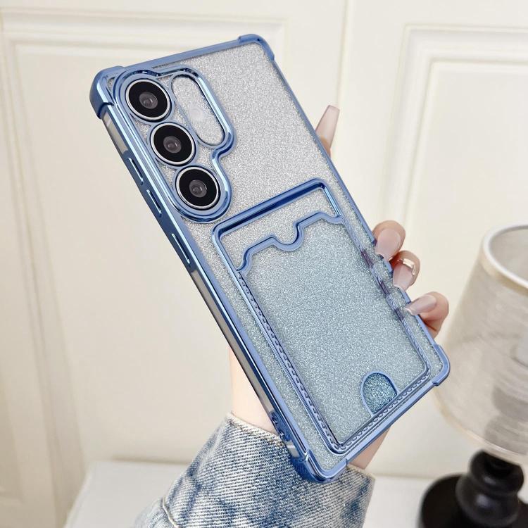 For Samsung Galaxy S25 5G Gradient Glitter Plating TPU Phone Case with Card Slot