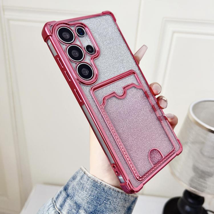 For Samsung Galaxy S25 Ultra 5G Gradient Glitter Plating TPU Phone Case with Card Slot