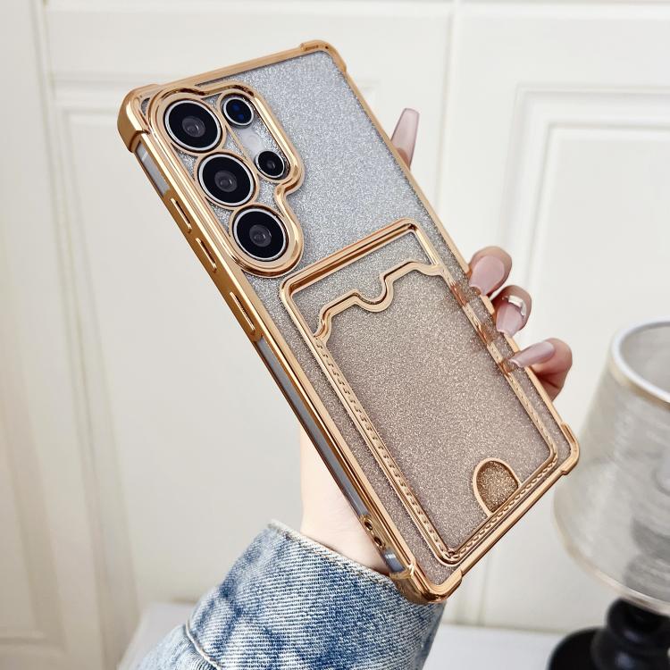 For Samsung Galaxy S25 Ultra 5G Gradient Glitter Plating TPU Phone Case with Card Slot