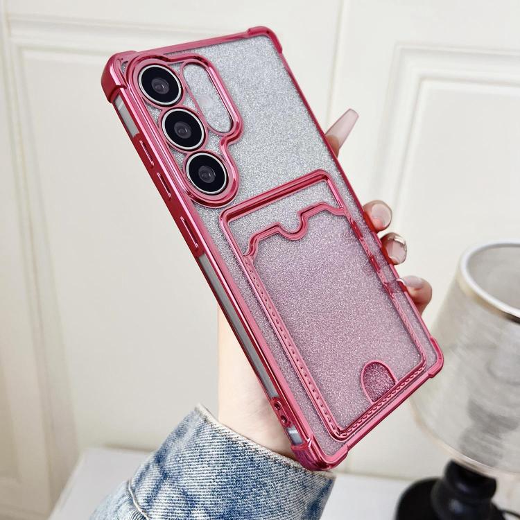 For Samsung Galaxy S26 5G Gradient Glitter Plating TPU Phone Case with Card Slot