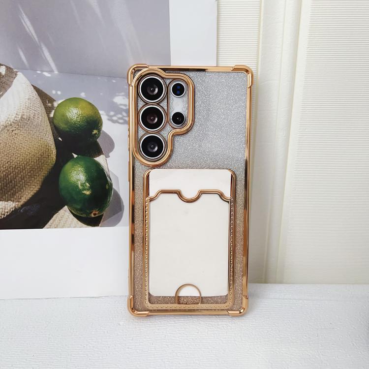 For Samsung Galaxy S23 5G Gradient Glitter Plating TPU Phone Case with Card Slot