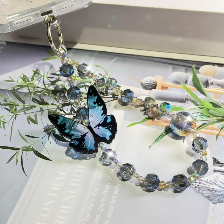 Three-Dimensional Nepalese Butterfly Mobile Phone Chain - Blue