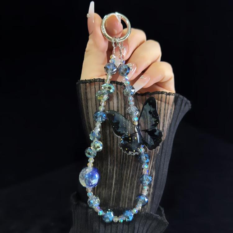 Three-Dimensional Nepalese Butterfly Mobile Phone Chain - Blue