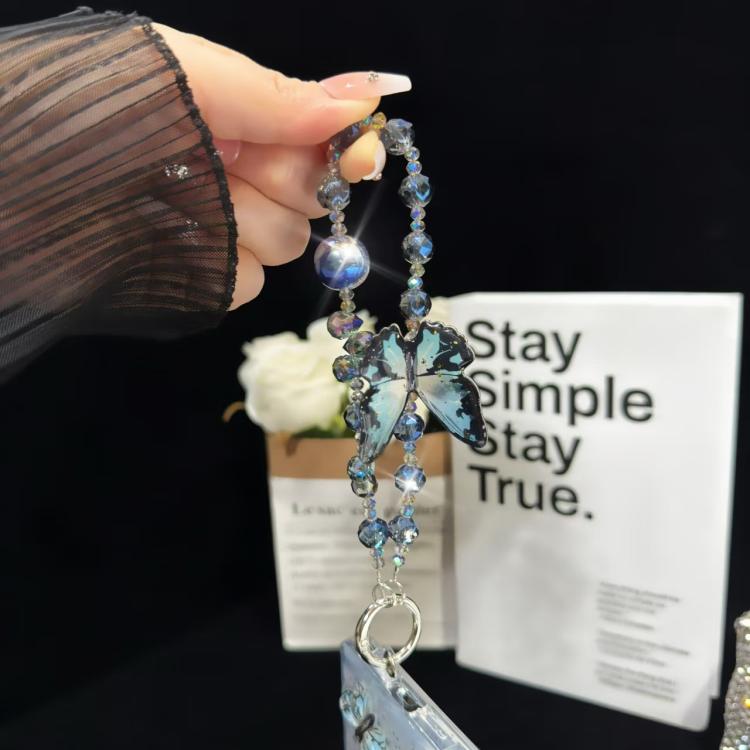Three-Dimensional Nepalese Butterfly Mobile Phone Chain - Blue