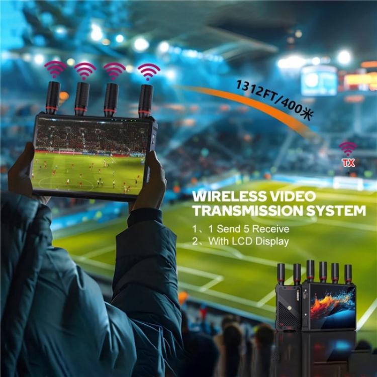 VRRIIS 083P Wth Screen Support 1TX to 5RX 400m Wireless HDMI Transmitter Receiver, Plug:EU Plug