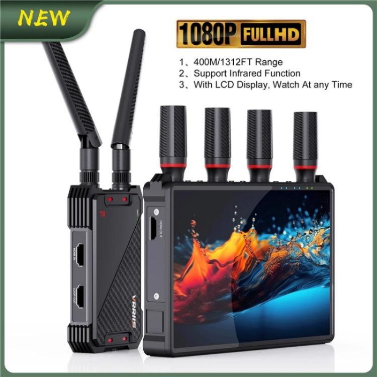 VRRIIS 083H 400M Range 7 Inch LCD Screen HDMI Extender Wireless HDMI Transmitter Receiver, Plug:EU Plug