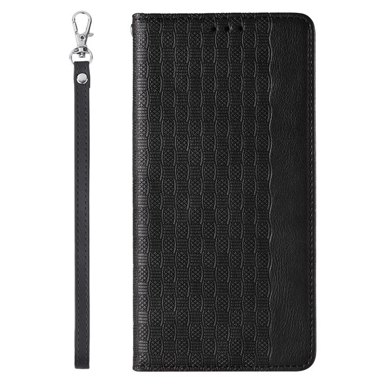 For iPhone 16 Plus Braided Embossed Strong Magnetic Leather Phone Case