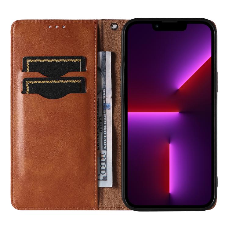 For iPhone 15 Pro Max Braided Embossed Strong Magnetic Leather Phone Case