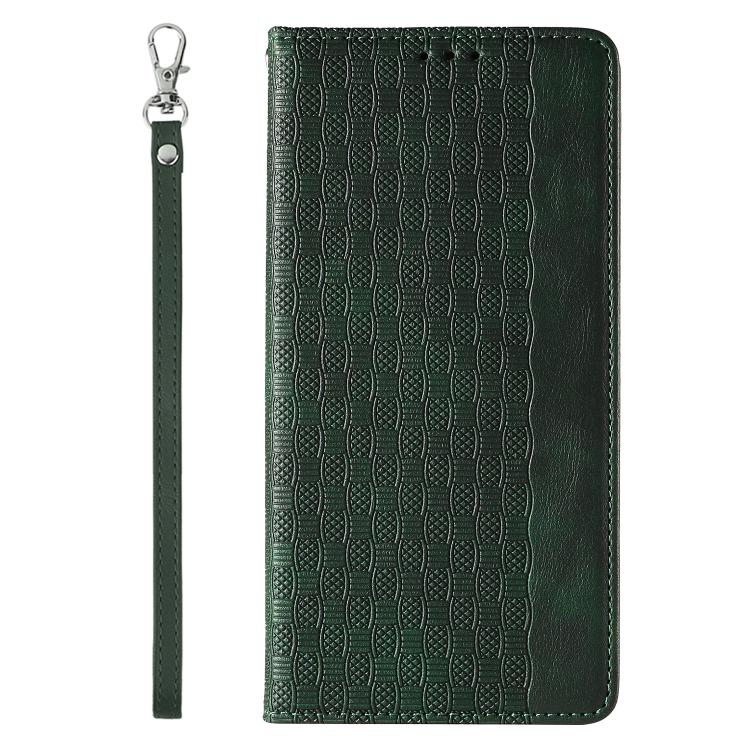 For iPhone 15 Pro Max Braided Embossed Strong Magnetic Leather Phone Case
