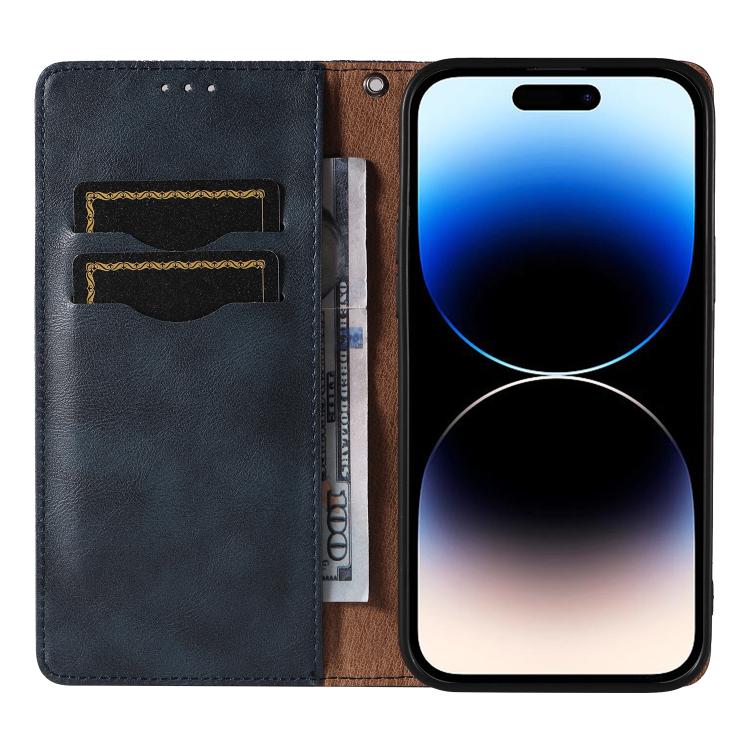 For iPhone 14 Pro Max Braided Embossed Strong Magnetic Leather Phone Case