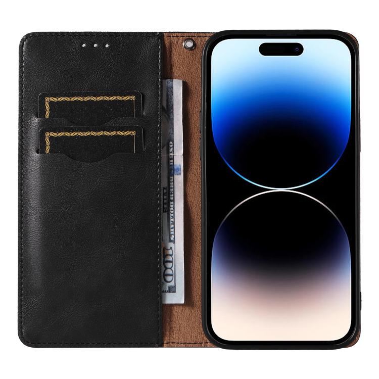 For iPhone 13 Pro Max Braided Embossed Strong Magnetic Leather Phone Case
