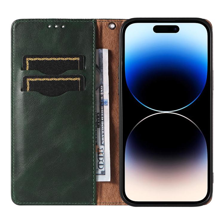 For iPhone 13 Pro Max Braided Embossed Strong Magnetic Leather Phone Case