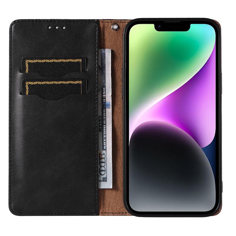 For iPhone 13 Braided Embossed Strong Magnetic Leather Phone Case
