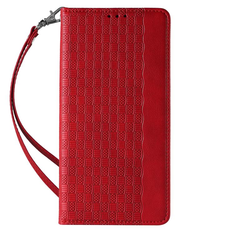 For iPhone 13 Braided Embossed Strong Magnetic Leather Phone Case