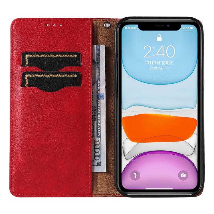 For iPhone 12 / 12 Pro Braided Embossed Strong Magnetic Leather Phone Case