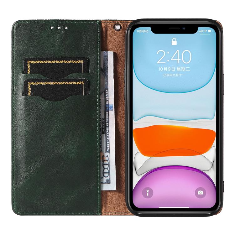 For iPhone 12 / 12 Pro Braided Embossed Strong Magnetic Leather Phone Case