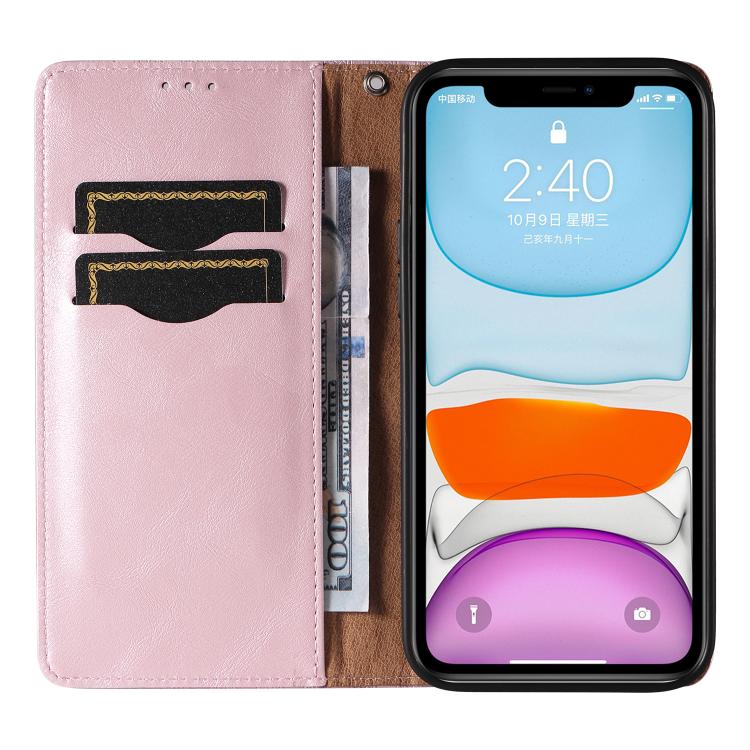 For iPhone 12 / 12 Pro Braided Embossed Strong Magnetic Leather Phone Case
