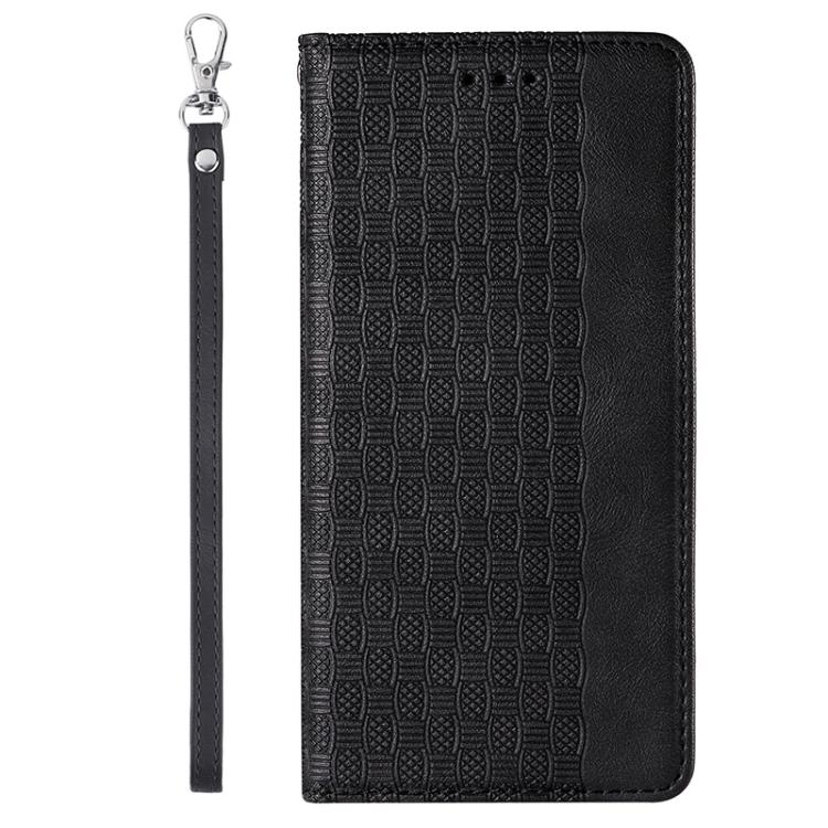 For iPhone 12 Pro Max Braided Embossed Strong Magnetic Leather Phone Case
