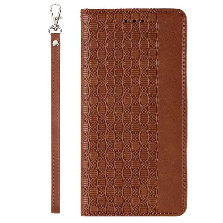 For iPhone 12 Pro Max Braided Embossed Strong Magnetic Leather Phone Case