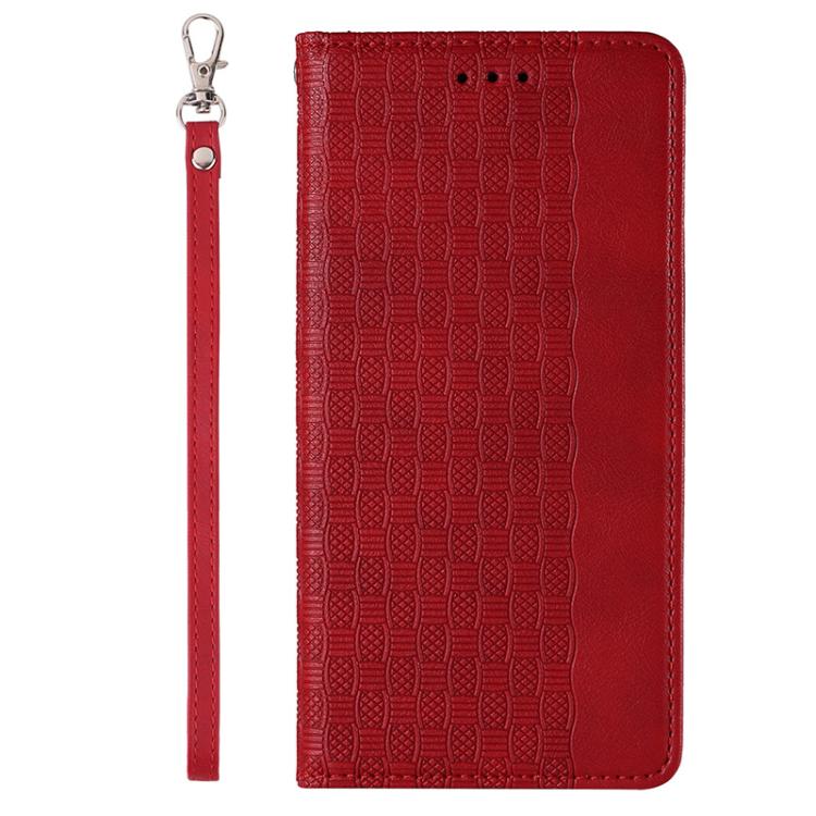For iPhone 12 Pro Max Braided Embossed Strong Magnetic Leather Phone Case