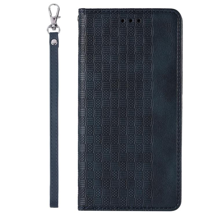 For iPhone 12 Pro Max Braided Embossed Strong Magnetic Leather Phone Case