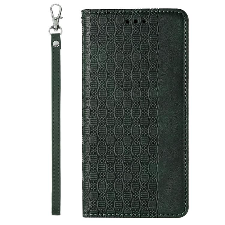 For iPhone 12 Pro Max Braided Embossed Strong Magnetic Leather Phone Case