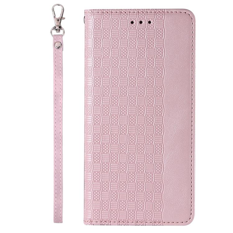 For iPhone 12 Pro Max Braided Embossed Strong Magnetic Leather Phone Case