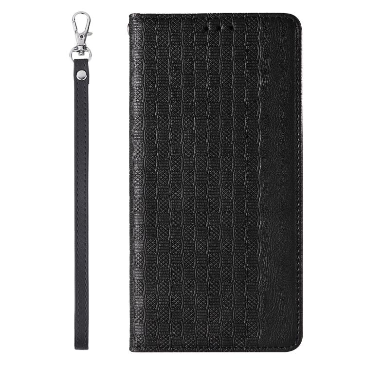 For iPhone 11 Pro Max Braided Embossed Strong Magnetic Leather Phone Case
